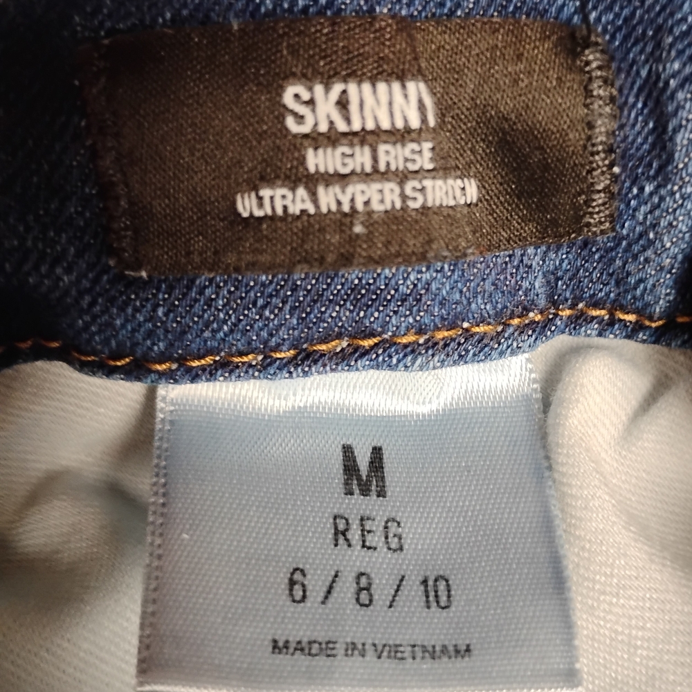 Women's Express Skinny High Rise Jeans - Dark Blue - Picture 4 of 7